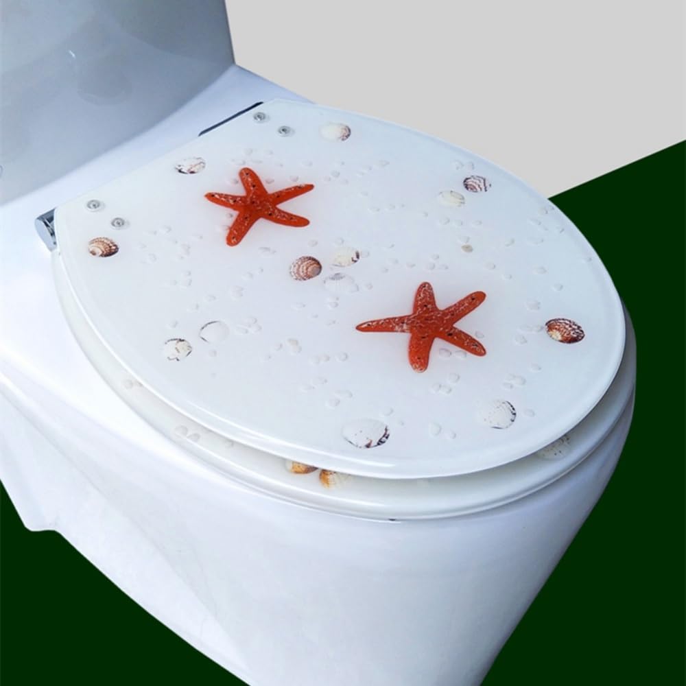 Shgclkd White Comfort Resin Toilet Seat With Lid, Quiet-Close Toilet Seat(White)