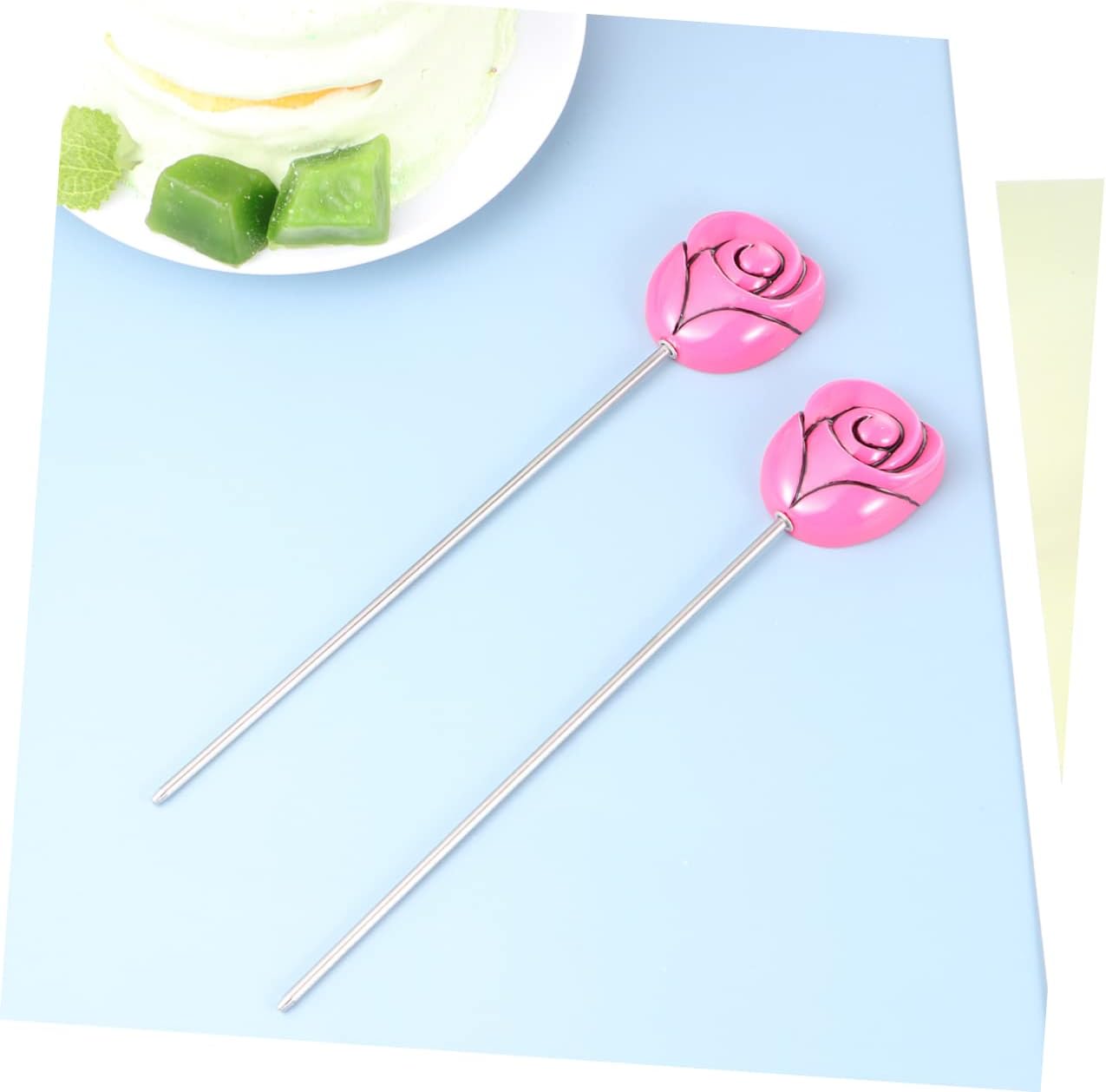 2Pcs Stainless Steel Cake Tester Chic Rose Head Baking Tool for Muffins Bread Cake Testing Easy to Clean for DIY Baking