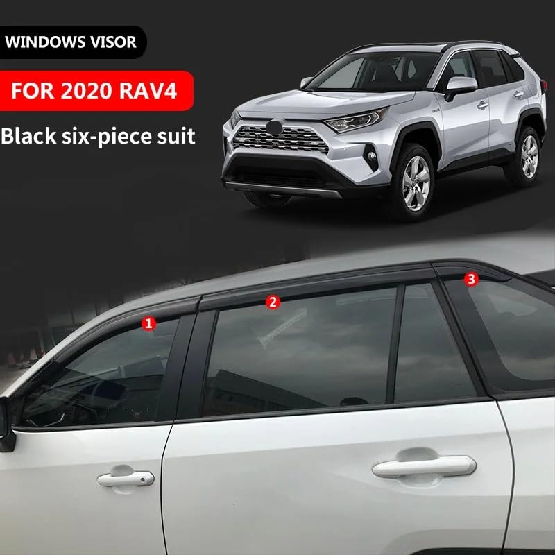 Car Deflektory boczne Pasuje do Toyoty RAV4 2020-2024, akcesoria do wykończenia okien, osłony przeciwwietrzne, osłony przeciwdeszczowe