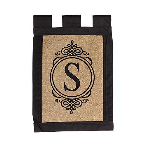 Evergreen “S” Monogram Double-Sided Burlap Garden Flag - 12.5”W x 18