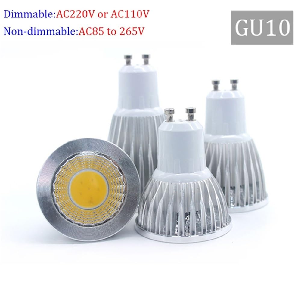 Illuminazione KJXP, Confezione da 10, faretto LED COB AC220V GU10 3W/5W/7W lampadina COB dimmerabile faretto a LED(Warm White,7W)
