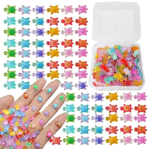 200 Pièces Mini Tortue Lumineuse en Résine Mini Figurine Tortue Lumineuse Créatures Marines pour Décoration de Paysage Miniature Coque de Téléphone...