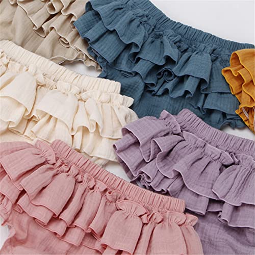 Image of 3 Pack of Little Baby Girls Boys Cotton Linen Blend Cute Bloomer Shorts