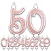 Candeline Grandi Compleanno Rosa Gold Glitter | Numeri brillanti per Torta Festa Birthday Ragazza | Decorazioni Candele Topper Auguri Anniversario Torta | Altezza 13 CM (Numero 50)