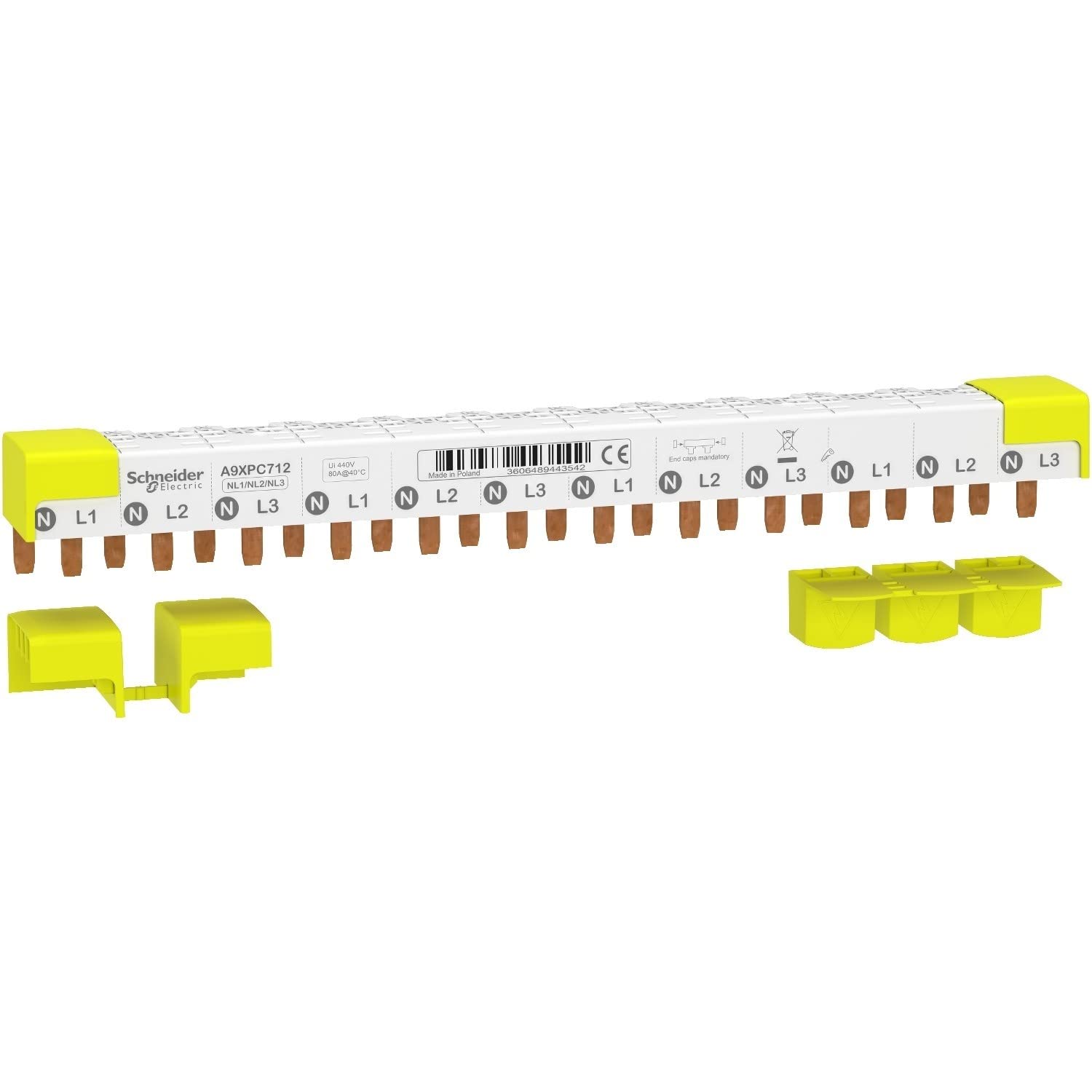 Schneider Electric Multicoloured Acti9 Ic40 Comb Busbar 3Pn 12 Mod.18mm