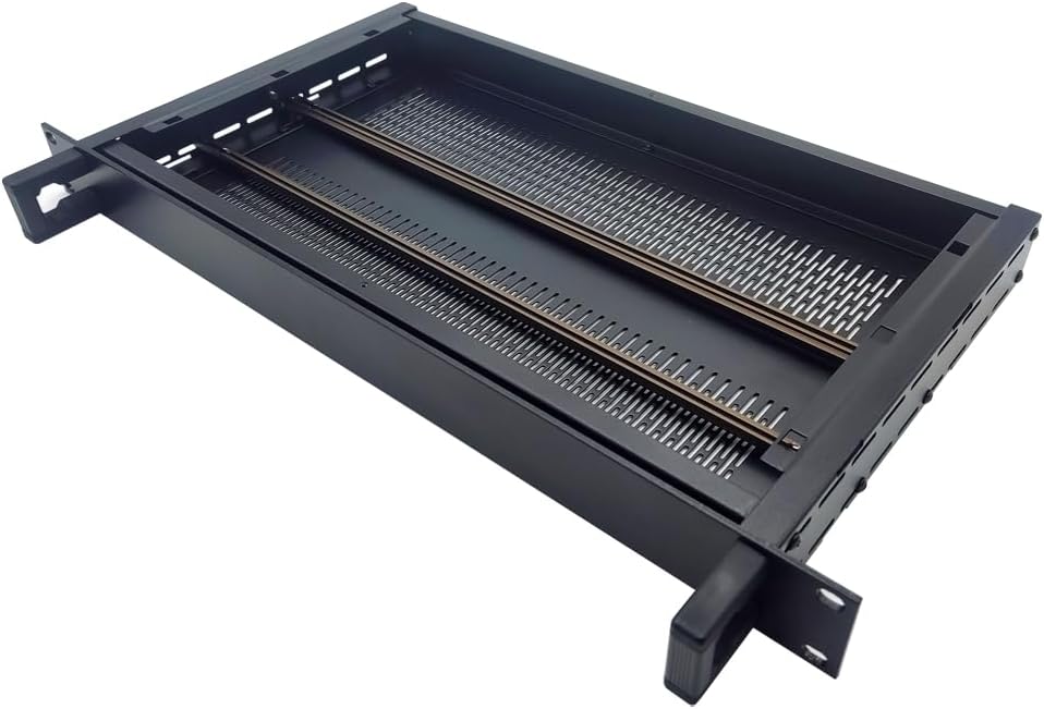 Full Aluminum DIY Multipurpose Box Electronic Enclosure Rack Mount 19" 2U (Cabinet Size: Width 425 mm x Height 38.7 mm x Long 245 mm) Flat Pack with 1 Pair Aluminum Mount Bar - Black