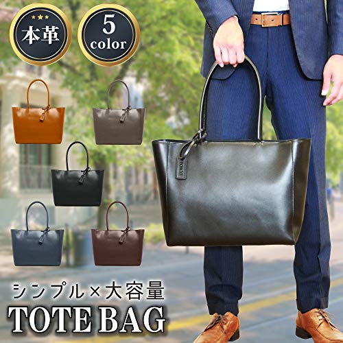 VORQIT トートバッグ メンズ 本革 牛革 大容量 ビジネスバッグ 肩掛け 通勤 通学 A4 大きめ シンプル かばん 自立 の商品画像 1