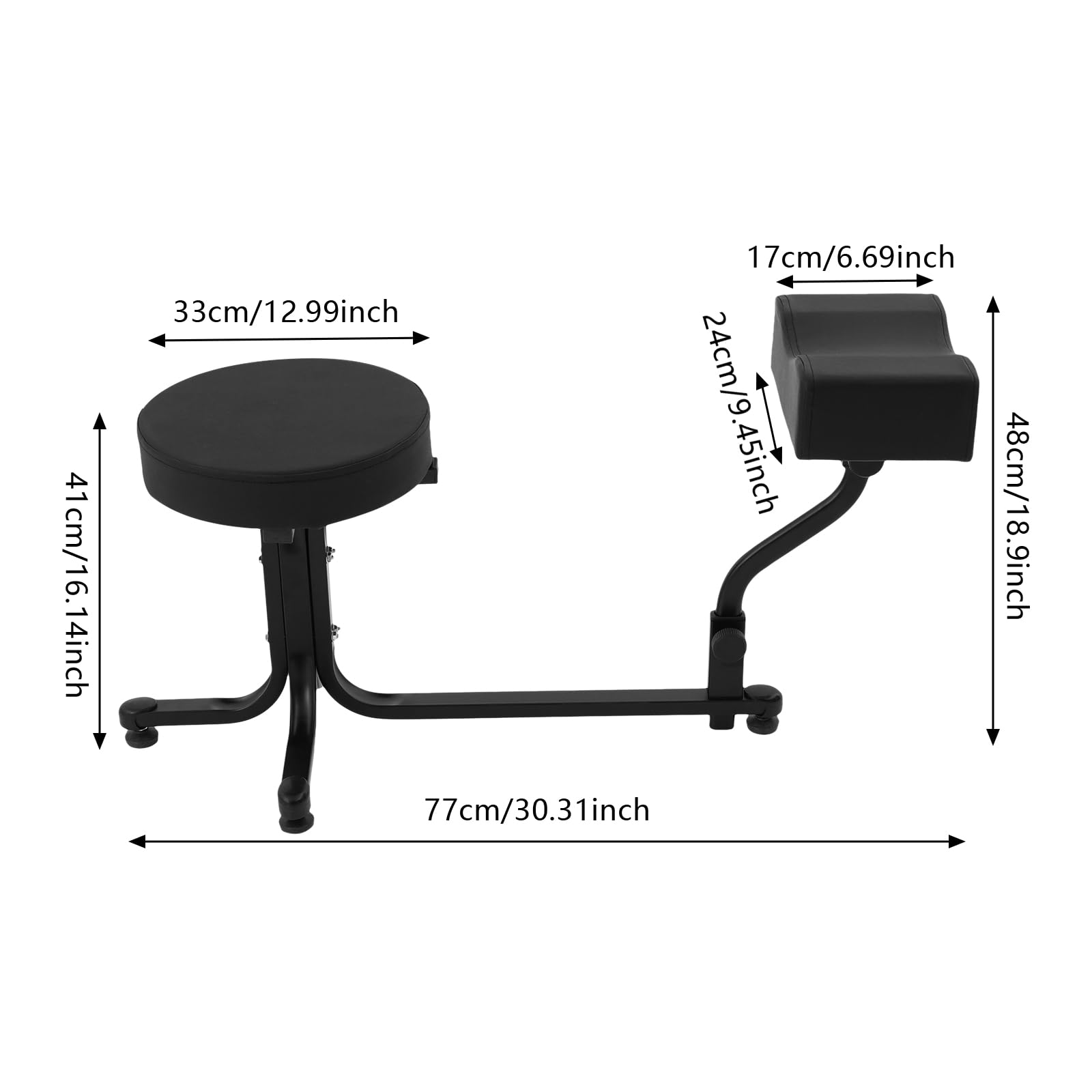 Sgabello per pedicure 2 in 1, con poggiapiedi regolabile, in PVC, per pedicure, manicure, poggiapiedi, fino a 100 kg, per salone di bellezza e benessere (nero)