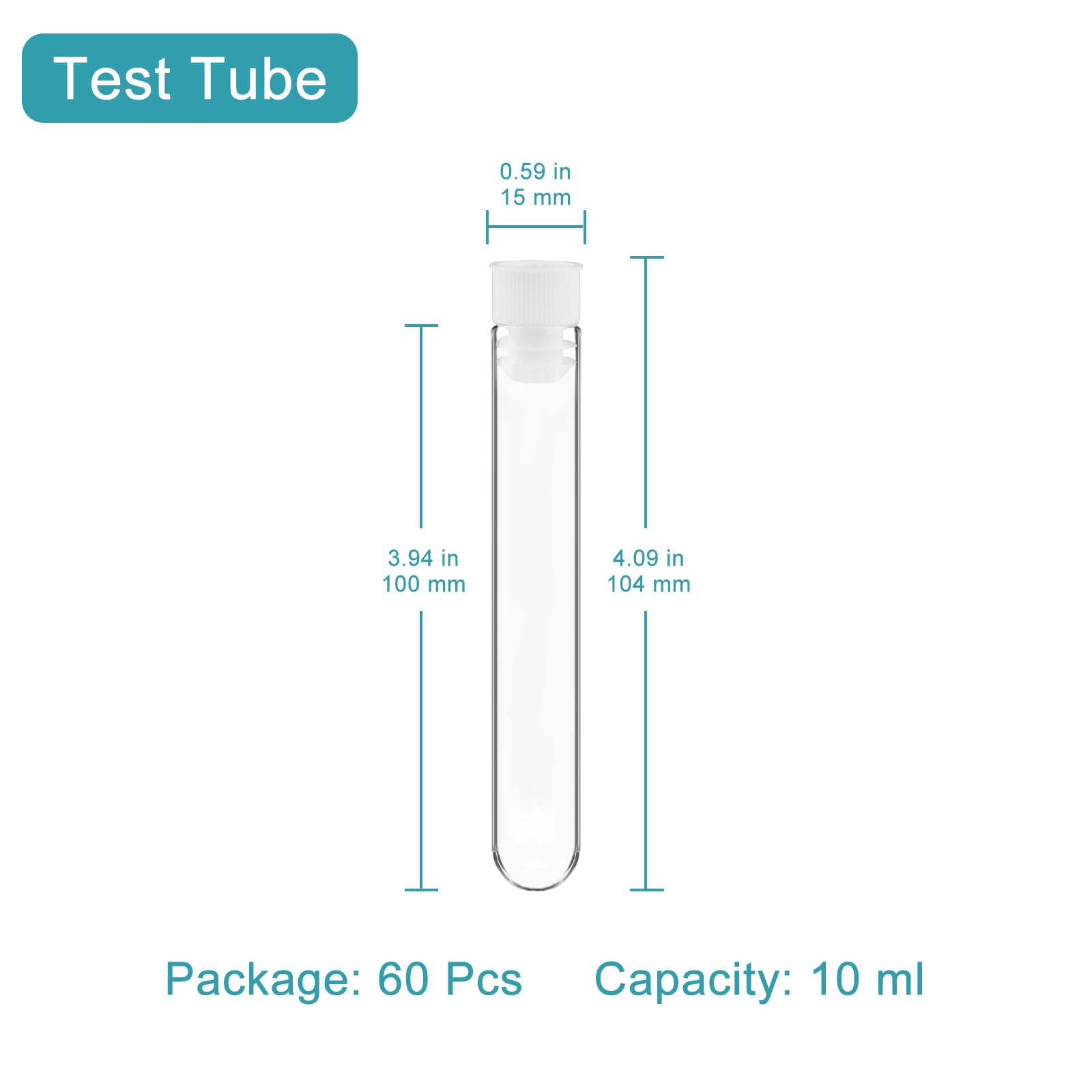 Stonylab Juego de Tubos de Ensayo de Plástico 16 mm 60 Piezas con Soporte 10 ml
