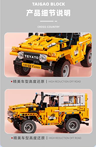litodinogo TGL T2001 Technik Zurückziehen Toyota J40 Bausteine,Offroad-Geländewagen Modellauto-Bausatz, Spielzeugauto… – Bild 5