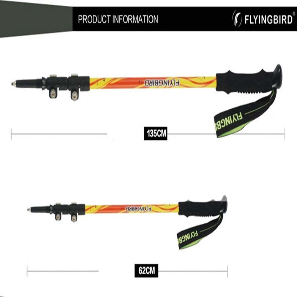 GSP Trekking Pali 3 sezioni Multifunzione Bastoncini da Passeggio Bastone da Trekking Accessori Lega di Alluminio 135cm (53 Pollici) Maniglie per la Lunghezza Regolabile all'aperto