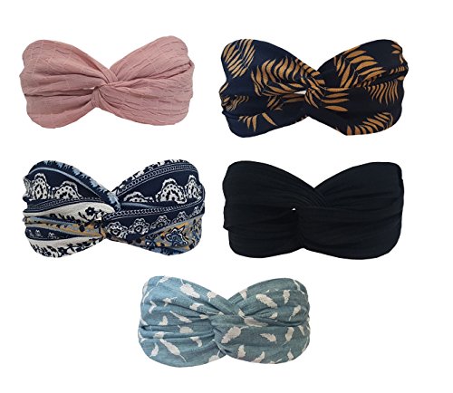 5 Pack Headbands Headwrap Hair Band Elastics Hair Accessories For Women Girl (F21)