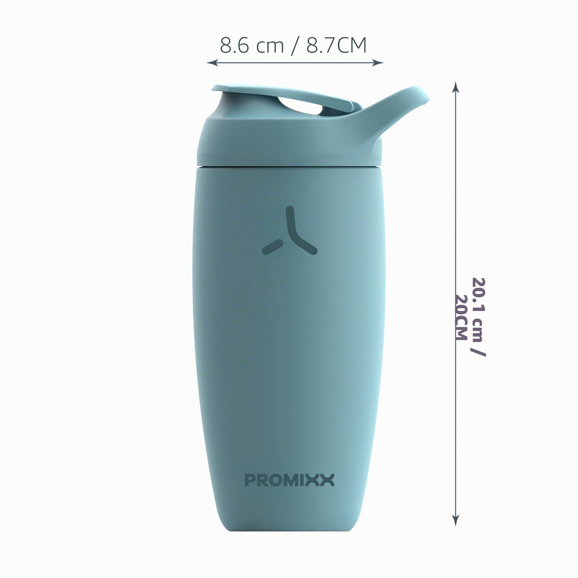 PROMIXX PURSUIT shaker à protéines nouvelle édition – Bouteille de mélange isolée en acier inoxydable – facile à nettoyer et durable, 550ml, Vert Jonc de Mer.