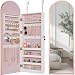 Best Choice Products Arch Mirror Jewelry Cabinet, Jewelry Storage Organizer, Armoire, Lockable Wall or Door Mountable, Full-Length Mirror - Rose Gold