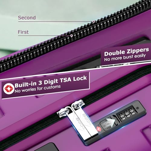 BEOW 3 Piece Luggage Sets Review: Affordable, Expandable, and Capable 10 BEOW 3 Piece Luggage Set tsa locks and double zippers