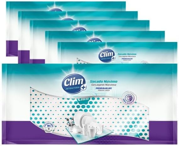 Posavajillas Clim antibacterial 100% microfibra con espuma, caja de 7 unidades