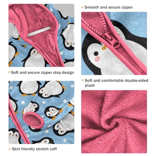 OTVEE Cute Penguin Cartoon Animals Kids Hoodie Jacket Fall Spring Full Zip Warm Outwear Coat3