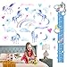 Adesivi Murali Unicorno Arcobaleno, adesivi carta da parati arcobaleno unicorno fantasia PVC ecologico Tabella altezza bambini Decorazioni da parete unicorno (25 * 70 cm * 4 fogli)