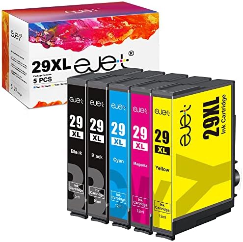 ejet 29XL High Yield Ink Cartridge Replacement for Epson 29XL for Epson Expression Home XP452 XP352 XP245 XP442 XP345 XP-255 XP-455 XP-245 XP-342 XP 352 XP 342 (Black Cyan Magenta Yellow, 5-Pack)