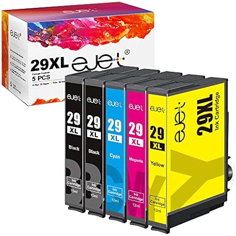 ejet 29XL High Yield Ink Cartridge Replacement for Epson 29XL for Epson Expression Home XP452 XP352 XP245 XP442 XP345 XP-255 XP-455 XP-245 XP-342 XP 352 XP 342 (Black Cyan Magenta Yellow, 5-Pack) Cover