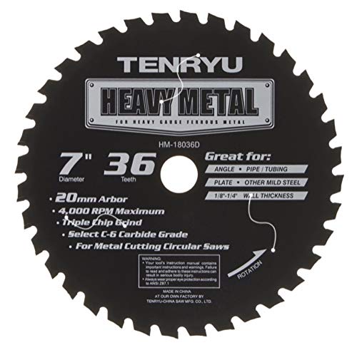 Tenryu HM-18036D 7" x 36T Heavy Metal Thin-Kerf C6 Micro-Grain Carbide Blade
