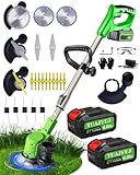 Electric Weed Wacker Cordless,4-in-1 Weed Trimmer/Lawn Edger, with 4 Types Blades,21V Weed Electric Eater,with 2Pcs 4.0Ah Batteries,Lawn Care and Yard Work