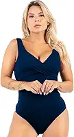 Maiô Feminino Moda Praia Body Transpassado Bicolor Afina Silhueta Com Bojo Alta Sustentação Malha Poliamida Chapa Barriga