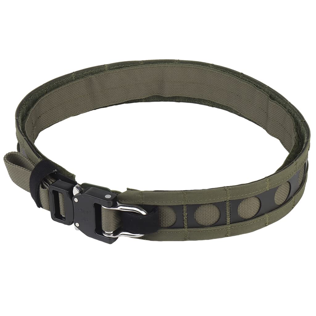 Pasek taktyczny Molle dla mężczyzn, szybkie odpinanie, 2-warstwowy styl wojskowy, do pracy, wędrówek, do treningu airsoftu, rekwizyty, do paintballu, codziennego życia, zielony