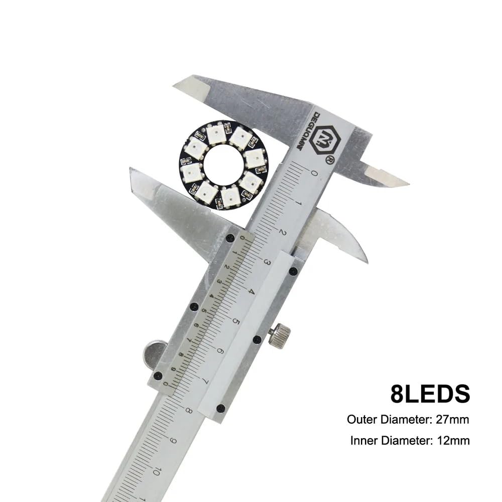 WS2812B RGB Full Colour LED Ring Modules, DC 5V, Black/White PCB