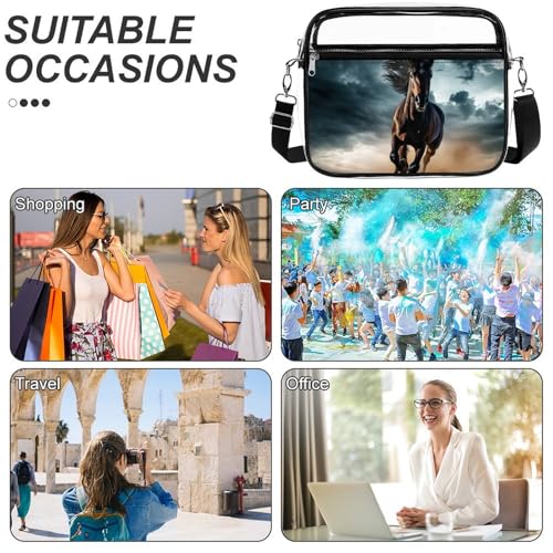 Wild Stallion in Dust Horse Large Crossbody Bag Clear Stadium Bag Anti-Theft Side Shoulder Bags Messenger Bag with 2 Compartments4
