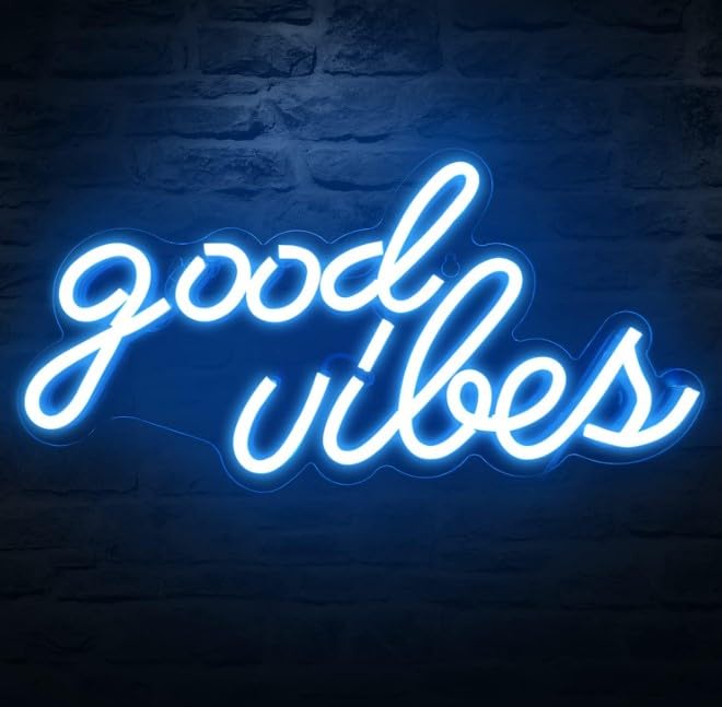 SG PRINT Good Vibes Neon Sign for Bedroom Wall Decor Neon Light, Ice Blue Color-image-9