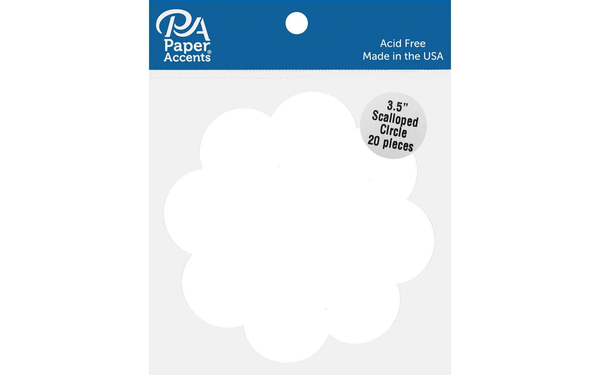 Cdstk Shape Scalloped Circle 3.5 20pc 65lb White