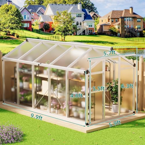 Image of Garvee 6x10 FT Greenhouse - Large Aluminum Greenhouses for Outdoors