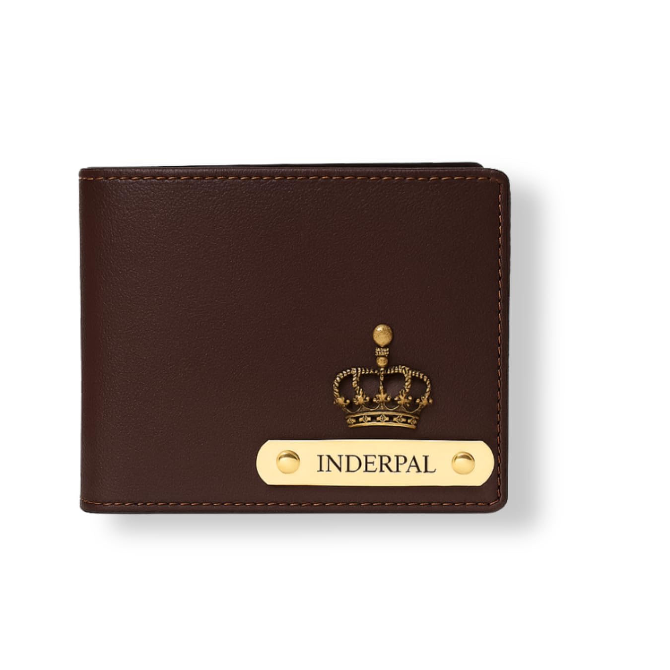 Men's Wallet with Custom Nameplate, Personalised Name Tag and Charm, Gift for Men (Brown)-picture-36