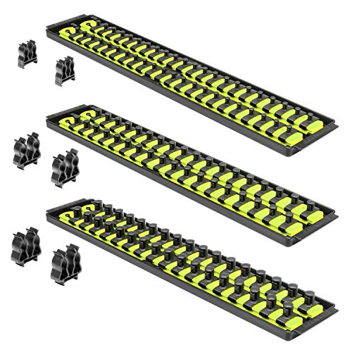 Image of ERNST Socket Boss Combo 3-Pack, Hi-Viz Ratchet Socket Organizer(8512HVA) - Made in the USA