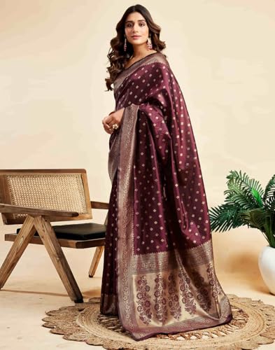 Image of C J Enterprise Women's Banarasi Saree Pure Kanjivaram Style Silk Saree With Blouse Piece for Wedding (Pari-160)