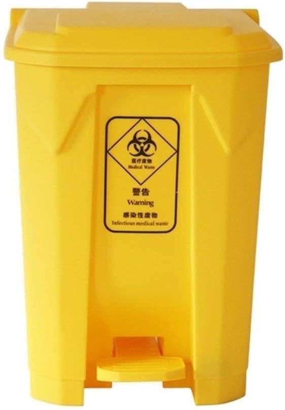 Trash Can Yellow High Capacity Multifunction Commercial Trash Can Thicken Outdoor Pedal Bin Waste Bin Indoor/Outdoor Dustbins 80L (30L) ()