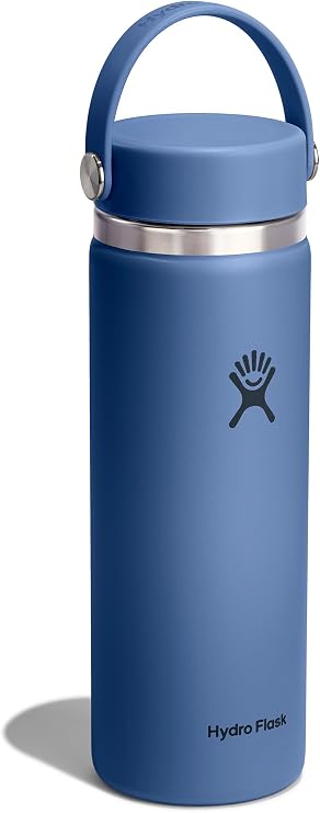 Hydro Flask Water Bottle - Insulated Stainless Steel - Wide Mouth Flex Lid, Non Spill, Leakproof and Refillable in 20 Oz Harbor Blue