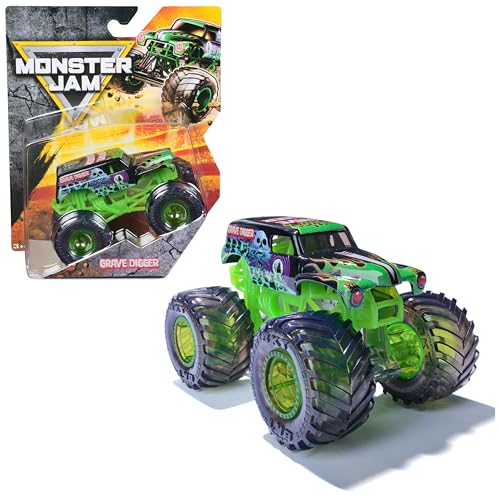 Monster Jam - Coche Monster Truck Grave Digger Metálico Escala 1:64 - Modelo Aleatorio - Coches para Niños - Juguetes Niños 3 años +