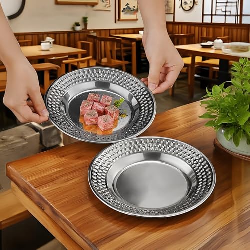 Platos redondos 26 cm en acero inoxidable, set 4 piezas miniatura 3