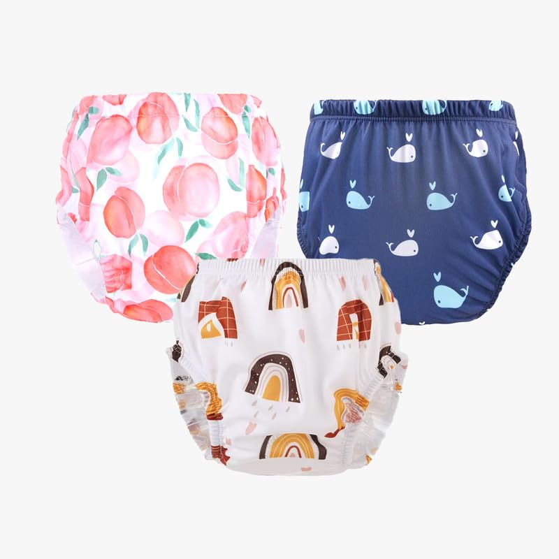 Teeny Weeny Reusable Adjustable Swim Diaper Combo – Pack of 3 Printed Underpants for Infant Boys & Girls | 03 | Parent-image-32
