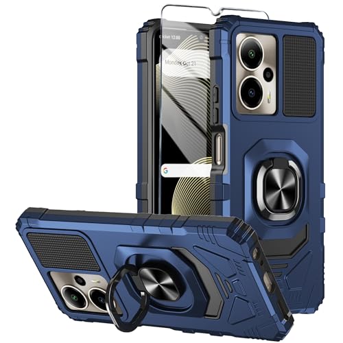 Mocotto for Cricket Outlast 5G 2024 Phone Case AT&T Motivate Pro 5G Case with Tempered Glass Screen Protector Military Grade Heavy Duty Shockproof Protective Cover with Ring Kickstand (Blue)