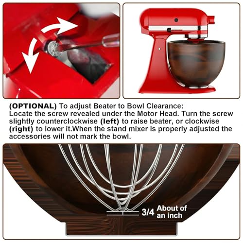 Image of Cofun Premium Wood Mixing Bowl, Compatible with 4.5-5 Qt Tilt-Head Stand Mixers, Natural True Wooden Bowls, 5 Qt Kitchen Aid Bowls for Mixer with Stainless Steel Locking Base