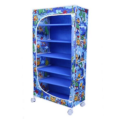 Image of Little One's | 6 Shelves Baby Foldable Wardrobe | Jungle Blue (Made in India, ISI Certifed), LW6 /AB
