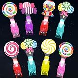 36 PCS Christmas Candy Birthday Party Favors Lollipop Candyland LED Light Up Finger Lights, Glow in the Dark Candy Land Party Bulk for Holiday Goodie Treat Bags Stuffers Candies Birthday Supplies