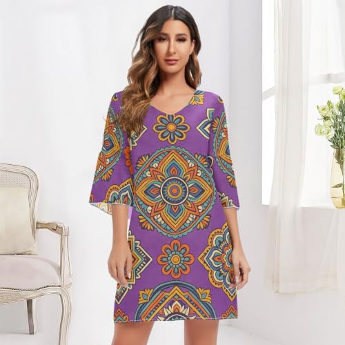 Robe décontractée en mousseline violette idéale pour vos sorties d'été - 6