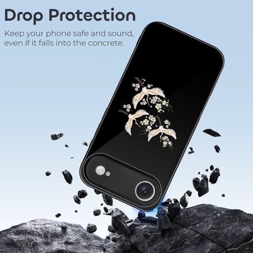 鶴柄 和風 和柄 iPhone17Air用ケース 強化ガラス アイフォン17Air用ケース 耐久性 おしゃれ 耐衝撃 スマホケース 薄型 軽量 スマホカバー