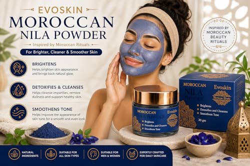 Image of Moroccan Rituals by Evoskin Moroccan Nila Powder for Skin Care | Helps Brighten Look & Improve Texture | Supports Cleansing & Detox Routine | Evens Appearance of Skin Tone | Natural Beauty Care Powder for Face & Body (30g)