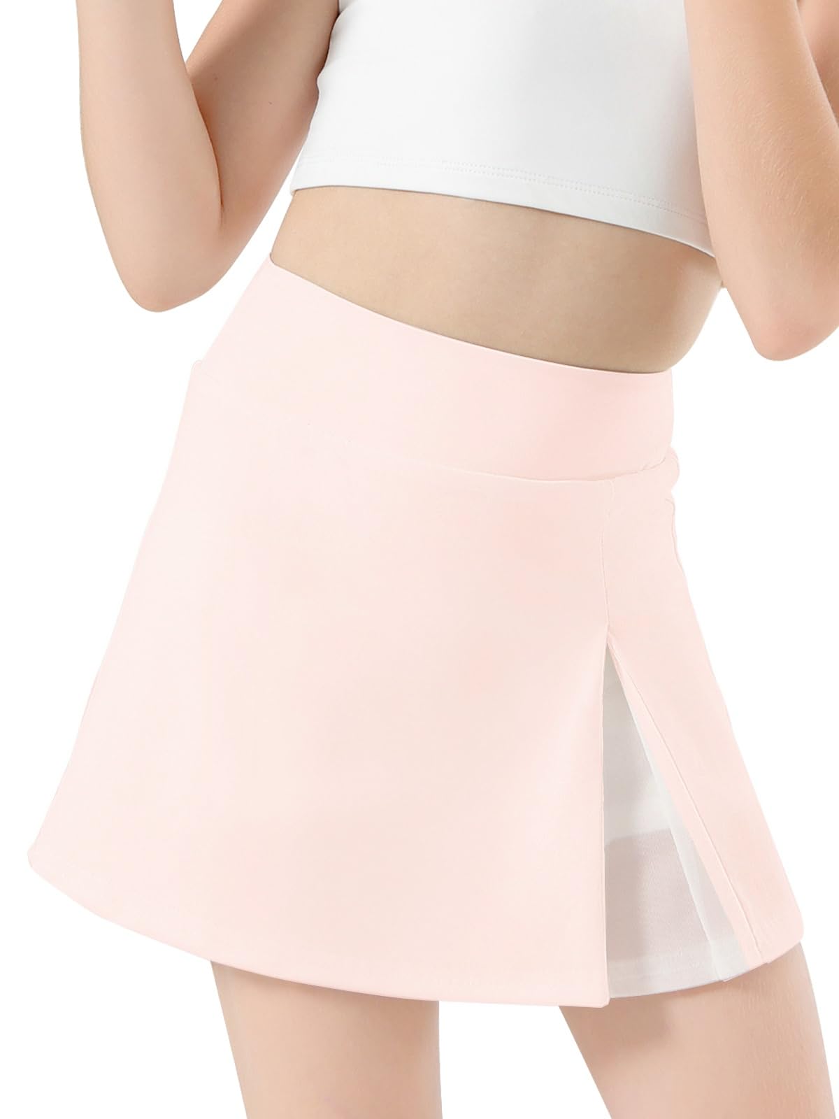 Mädchen-Tennisrock mit Shorts-Tasche, hohe Taille, athletischer Skort für Kinder, Netzstoff, A-Linie, Röcke für Golf, Laufen
