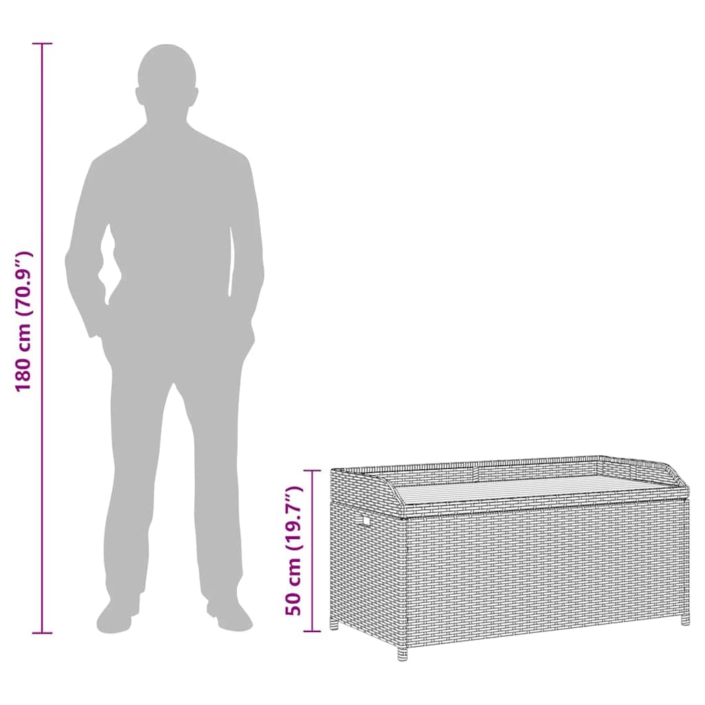 Panca da giardino con vano portaoggetti, 120 cm, in polyrattan e legno di acacia, resistente alle intemperie, robusta, salvaspazio, per esterni, balcone, terrazza, veranda